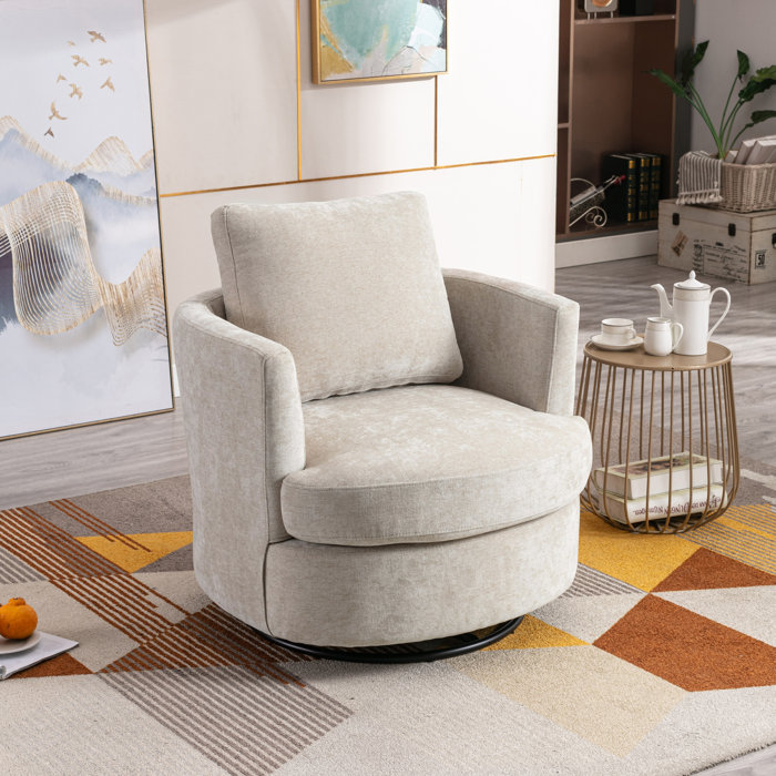 Latitude Run® Yelina Upholstered Swivel Barrel Chair & Reviews Wayfair